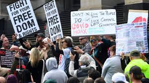 Anti-lockdown protesters in Melbourne.